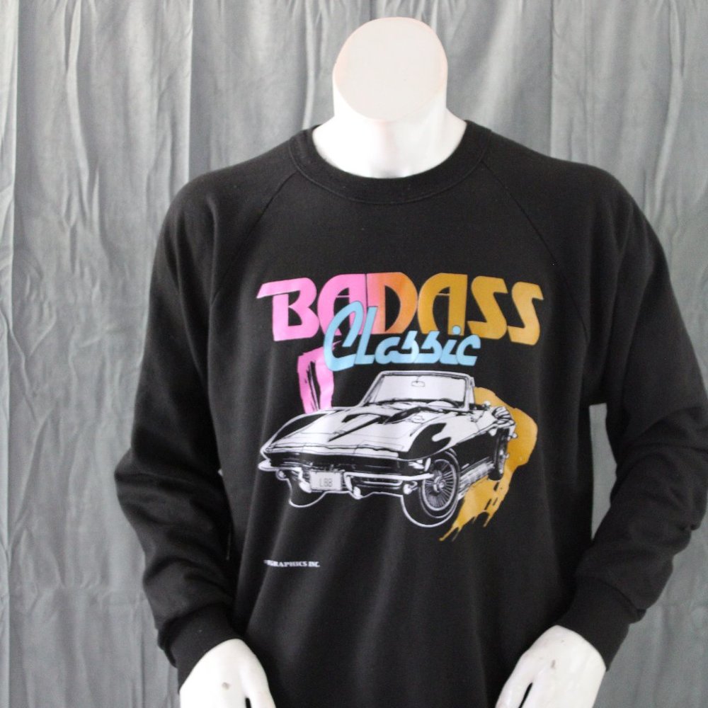 Vintage Graphic Sweater - Badass Classic Sportscar - Men's Extra-Large